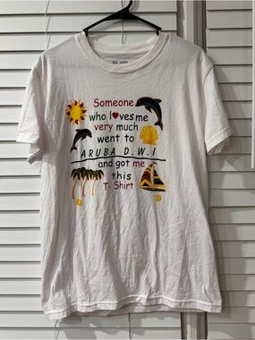 SEA MAN Aruba D.W.I. Women’s White Graphic Tee Shirt! Size M